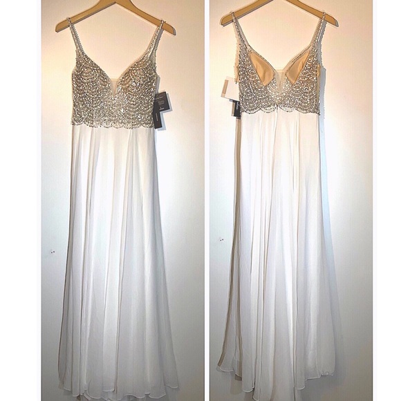💙 True Love White Beaded Rhinestone Maxi Dress - Picture 11 of 16